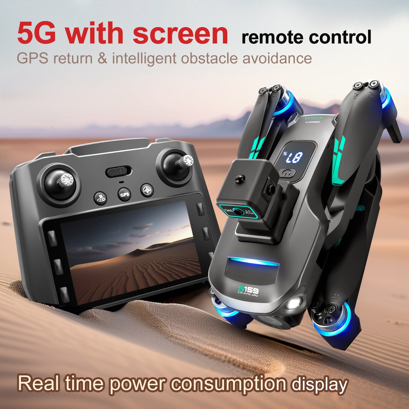 S159 Drone - 5G Wifi 8k Camera Aerial Photography With Screen Remote Controller