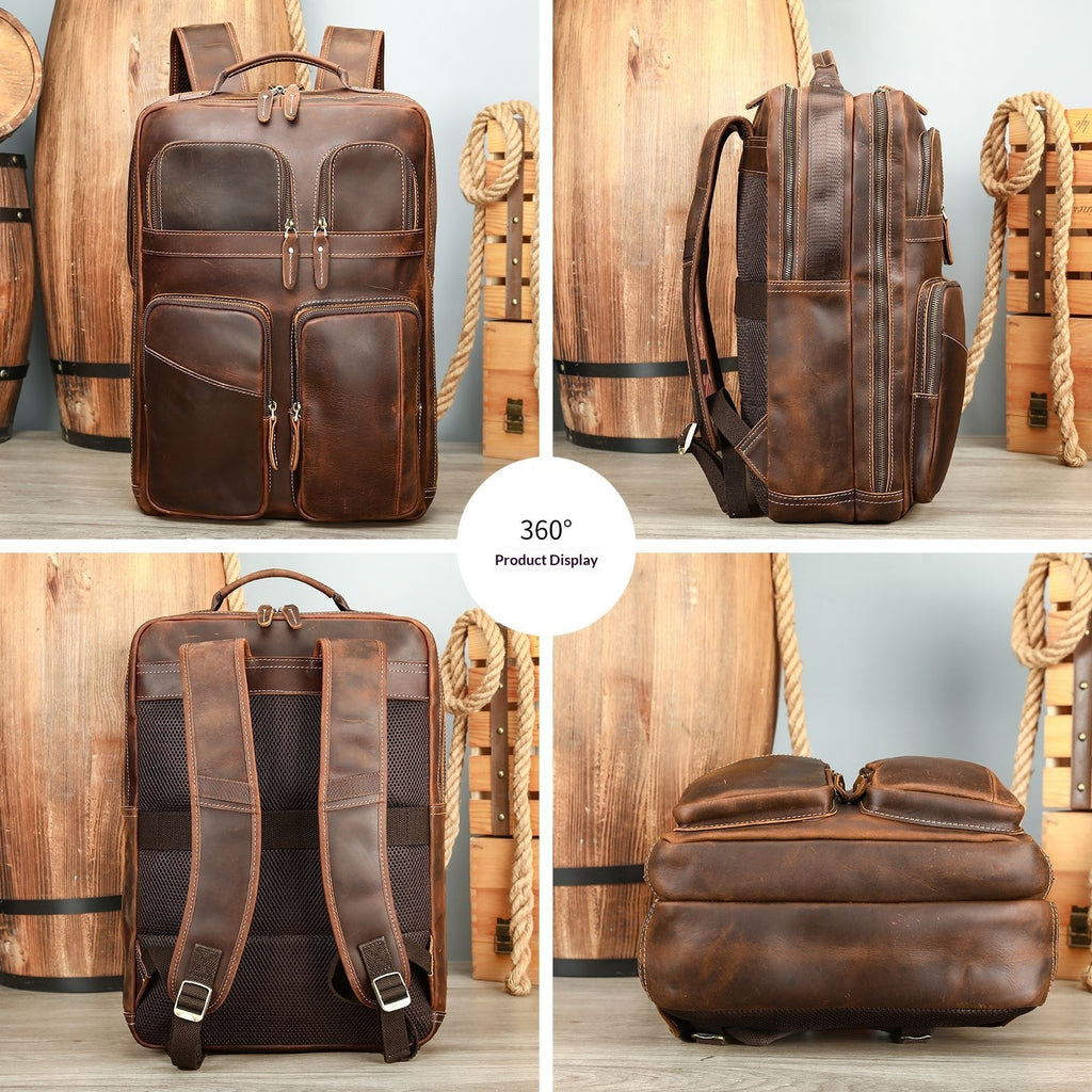 Outdoor Leather Large-Capacity Backpack