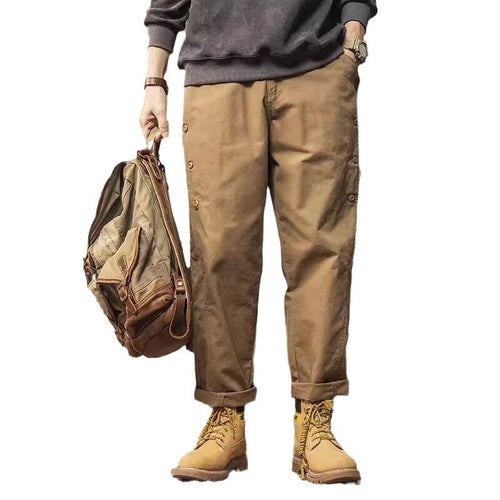 American-style Straight-leg Button-fly Workwear Casual Pants