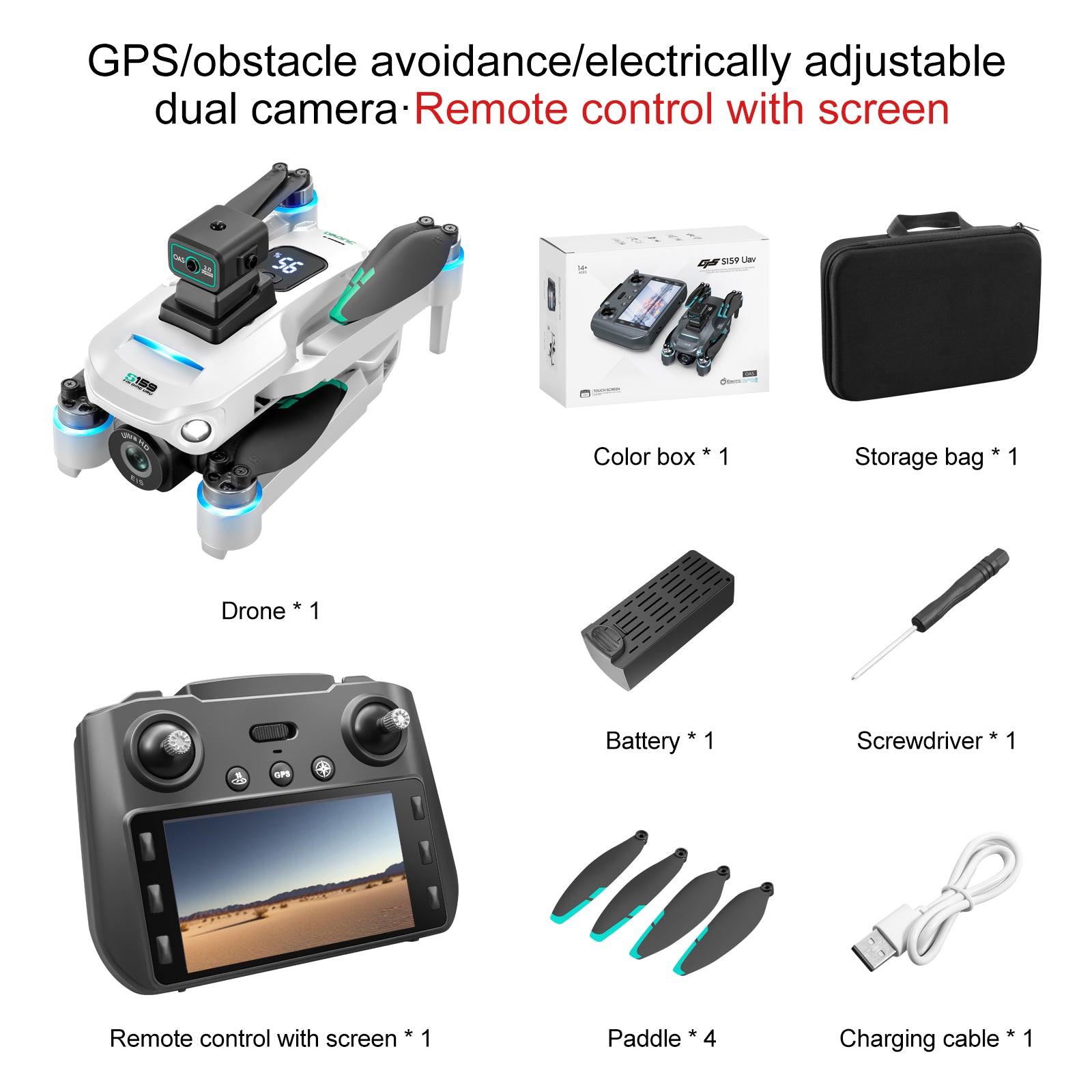 S159 Drone - 5G Wifi 8k Camera Aerial Photography With Screen Remote Controller