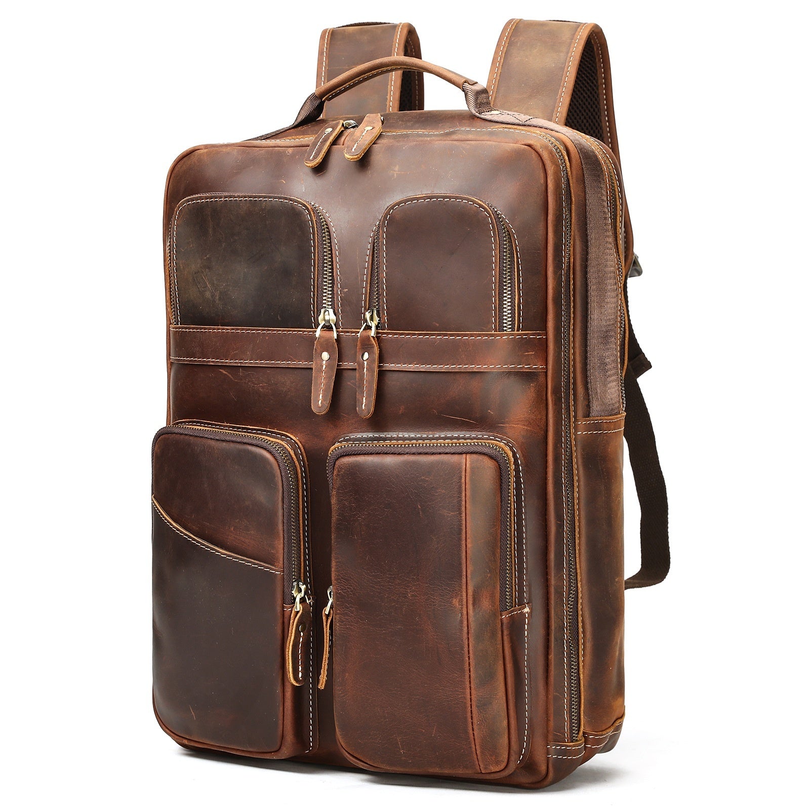 Outdoor Leather Large-Capacity Backpack