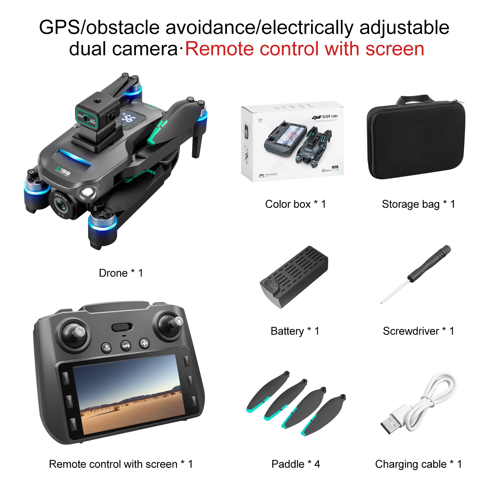 S159 Drone - 5G Wifi 8k Camera Aerial Photography With Screen Remote Controller