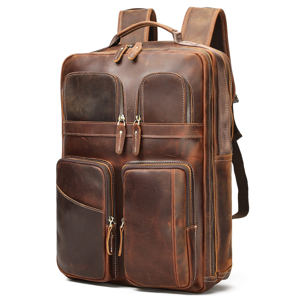 Outdoor Leather Large-Capacity Backpack